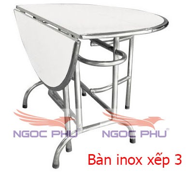 bàn inox xếp 3